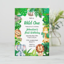 Wild one 1st birthday invitation safari invitation