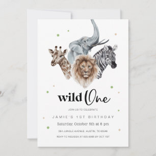 Wild One 1st Birthday Invitation, Safari Jungle In Invitation