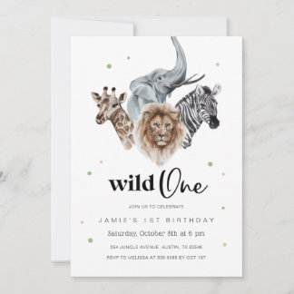 Wild One 1st Birthday Invitation, Safari Jungle In Invitation