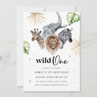 Wild One 1st Birthday Invitation, Safari Jungle In Invitation