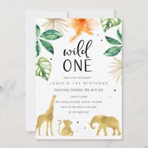 Wild One 1st Birthday Invitation, Safari Jungle Invitation