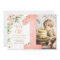 Wild One 1st Birthday Invite Floral Pink Gold Girl