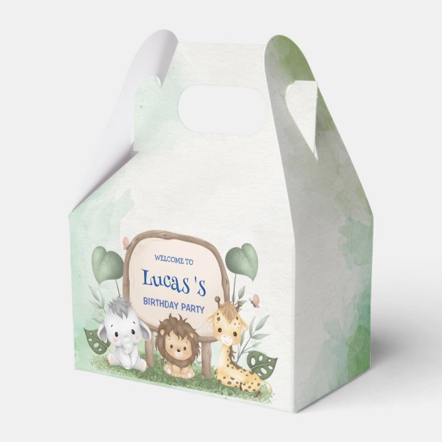 wild one 1st birthday jungle safari Birthday party Favour Box (Front Side)