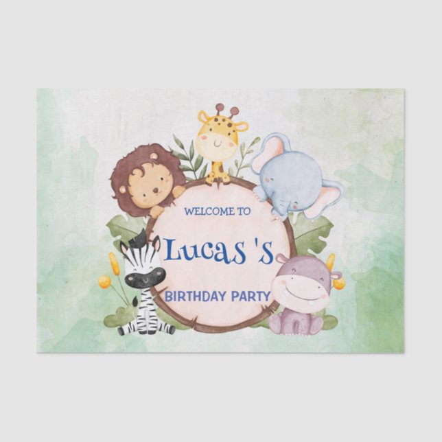 wild one 1st birthday jungle safari Birthday party Tissue Paper (Front)