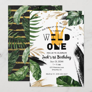 Wild One 1st Birthday   King of Things Crown Invitation
