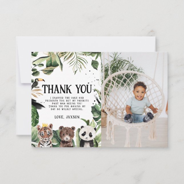 Wild One 1st Birthday | King of Things Crown Thank You Card (Front)