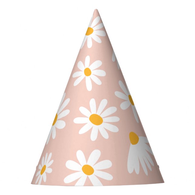 Wild One 1st Birthday Party Boho Blush Pink Daisy  Party Hat (Front)