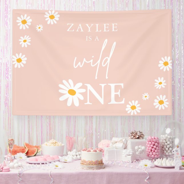 Wild One 1st Birthday Party Boho Daisy Welcome Banner (Party)