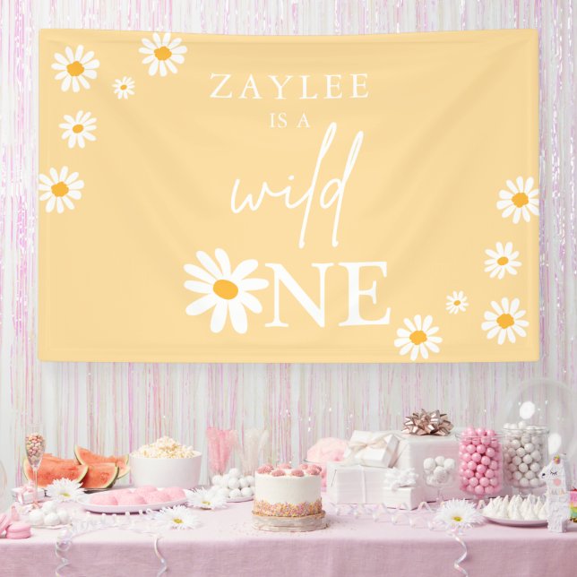 Wild One 1st Birthday Party Boho Daisy Welcome Banner (Party)