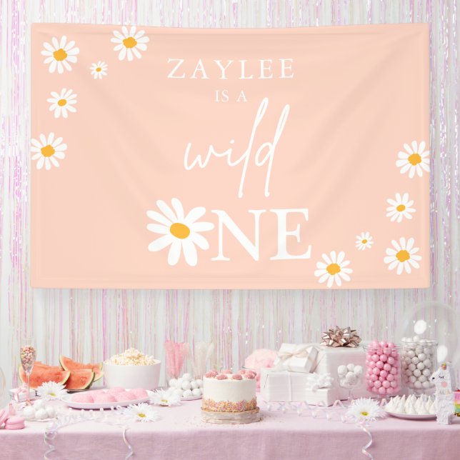 Wild One 1st Birthday Party Boho Daisy Welcome Banner (Party)