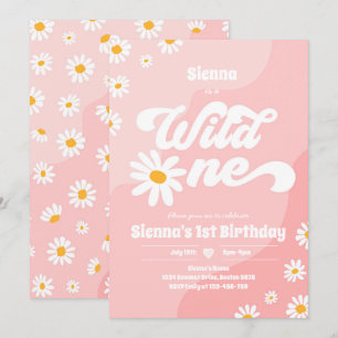 Wild One 1st Birthday Party Boho Floral Daisy Invitation