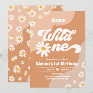 Wild One 1st Birthday Party Boho Floral Daisy Invitation
