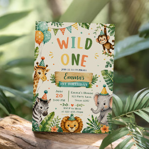 Wild One 1st Birthday Party Invitation