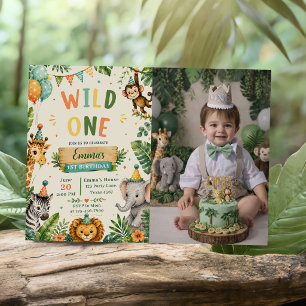 Wild One 1st Birthday Party Invitation