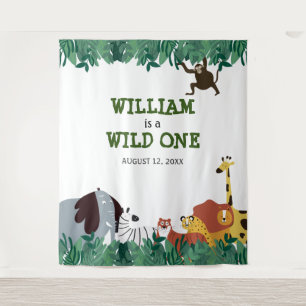 Wild One 1st Birthday Party Jungle Photo Backdrop Tapestry
