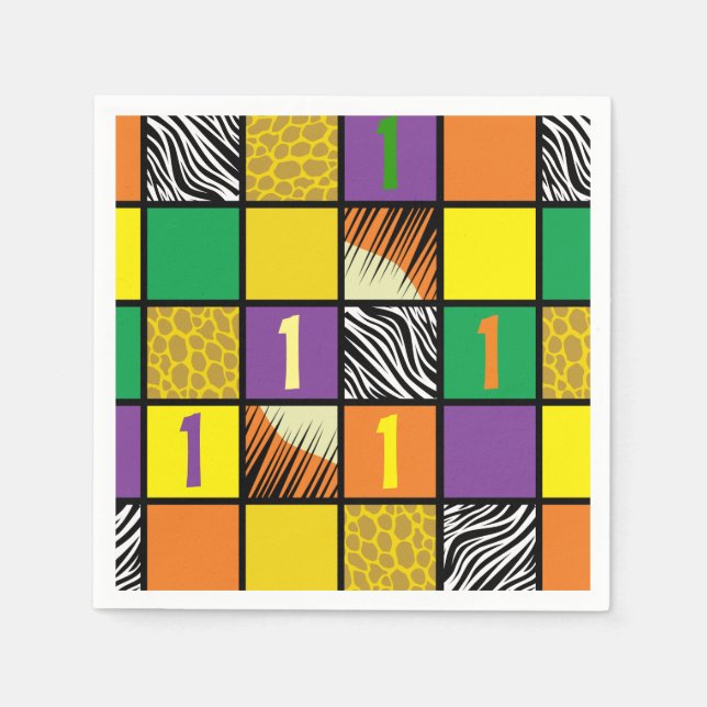 Wild One 1st Birthday Party Safari Napkin (Front)