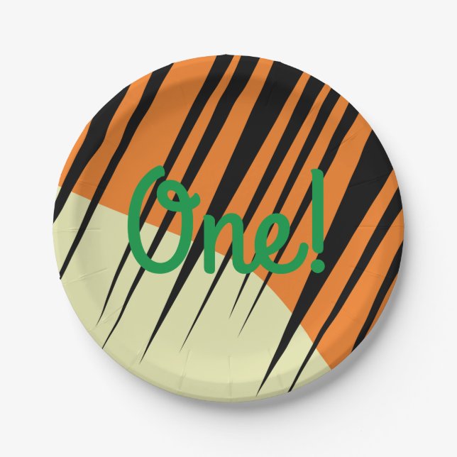 Wild One 1st Birthday Party Safari Paper Plate (Front)