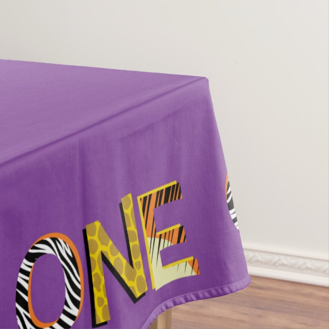 Wild One 1st Birthday Party Safari Tablecloth (In Situ)