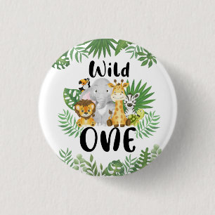 Wild One 1st Birthday Safari 3 Cm Round Badge