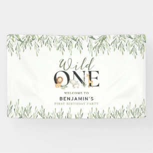 Wild One 1st Birthday Safari Animals Welcome Party Banner