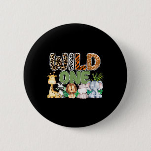 Wild One 1st Birthday Safari Family Matching  6 Cm Round Badge