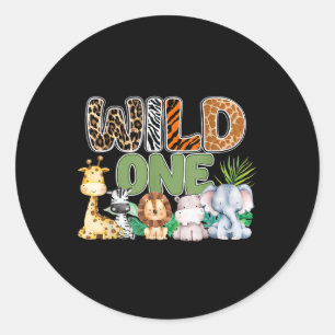 Wild One 1st Birthday Safari Family Matching Classic Round Sticker