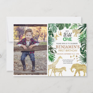 Wild one 1st birthday Safari Invitation