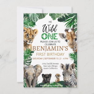 Wild one 1st birthday Safari Invitation