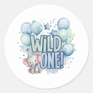 Wild One 1st Birthday Watercolor Classic Round Sticker