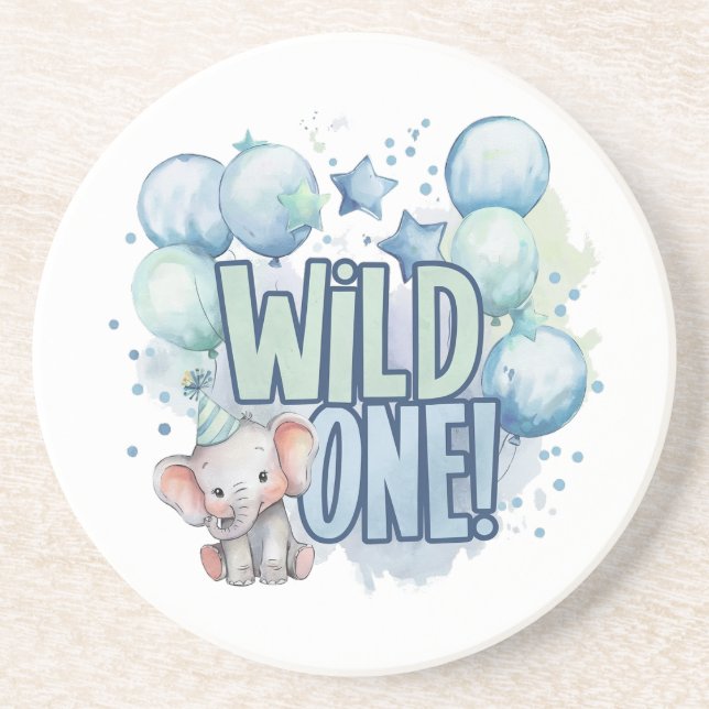 Wild One 1st Birthday Watercolor Coaster (Front)