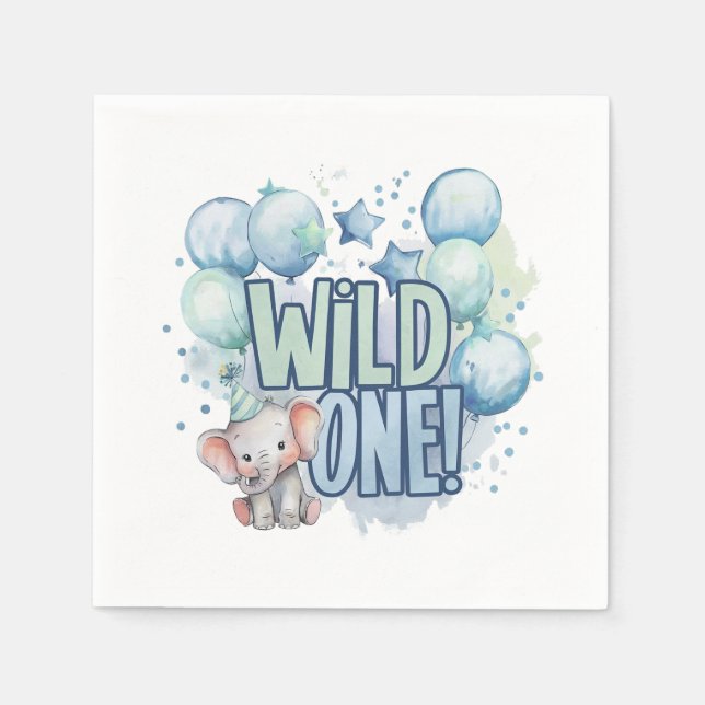 Wild One 1st Birthday Watercolor Napkin (Front)