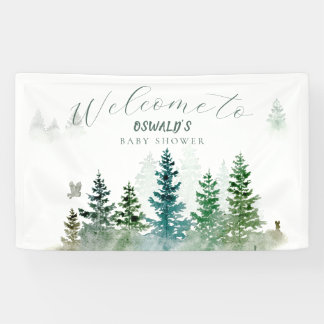 Wild One 1st Birthday Watercolor Woodland Animals Banner