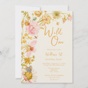 Wild One 1st Birthday Wildflower  Invitation
