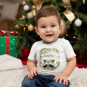 Wild One 1st Birthday Woodland Racoon Baby T-Shirt