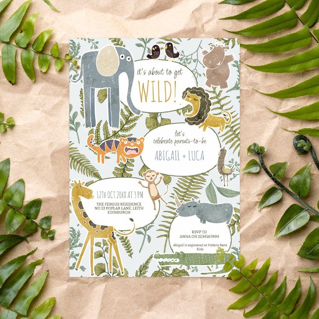 Wild One African Jungle Safari Animals Baby Shower Invitation (Creator Uploaded)