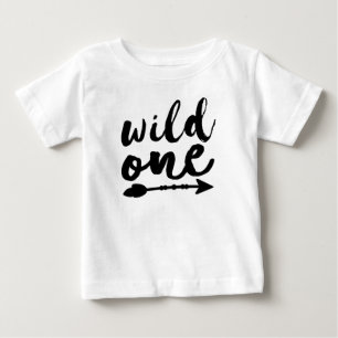 Wild One and Arrow Black   Boho   One Year Old Baby T-Shirt