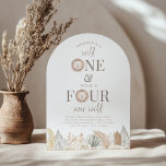 Wild One and Four Ever Wild Arch Joint Invite<br><div class="desc">A 1st and 4th joint Birthday invitation template featuring watercolour lion faces and neutral toned safari leaves along the bottom. Perfect for your 'Wild One' and 'Four Ever Wild' safari themed Birthday party!</div>