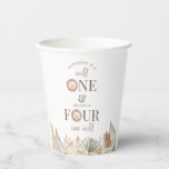 Wild One and Four Ever Wild Joint Party Paper Cups<br><div class="desc">A 1st and 4th joint Birthday design featuring watercolour lion faces and neutral toned safari leaves along the bottom. Perfect for your 'Wild One' and 'Four Ever Wild' safari themed Birthday party!</div>
