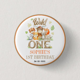 Wild One Animal 1st Birthday Party   Safari Jungle 3 Cm Round Badge