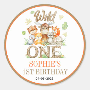 Wild One Animal 1st Birthday Party   Safari Jungle Classic Round Sticker