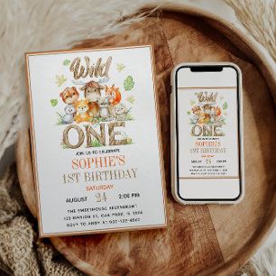 Wild One Animal 1st Birthday Party   Safari Jungle Invitation