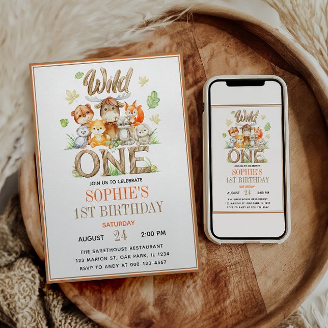 Wild One Animal 1st Birthday Party | Safari Jungle Invitation (Wild One Animal 1st Birthday Party | Safari Jungle Invitation)