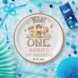 Wild One Animal 1st Birthday Party Safari Jungle Paper Plate