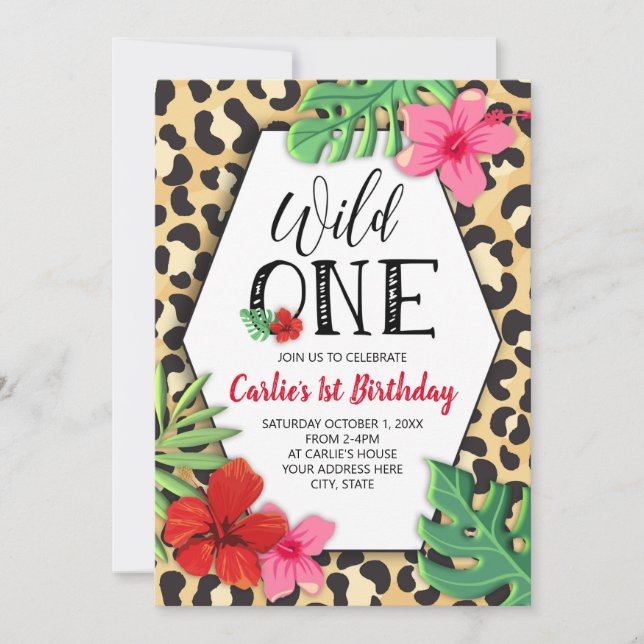 Wild One Animal Print First Birthday Invitation (Front)