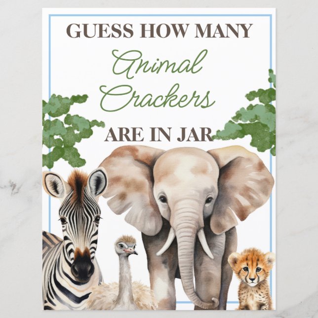 Wild One Animal Safari Animal Cracker Sign (Front)