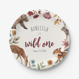Wild One Animal Woodland Scene First Birthday Paper Plate