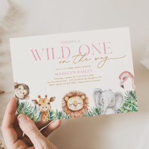 Wild One Animals Baby Shower Invitations
