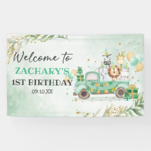 Wild One Animals Greenery Gold Safari 1st Birthday Banner