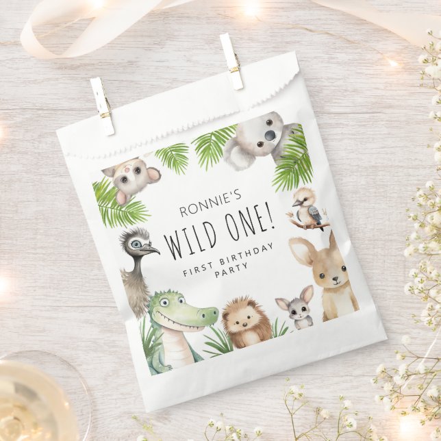 Wild One! Aussie Animal Birthday Party Favour Bags (Clipped)