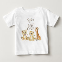 Wild one baby animals personalised name party